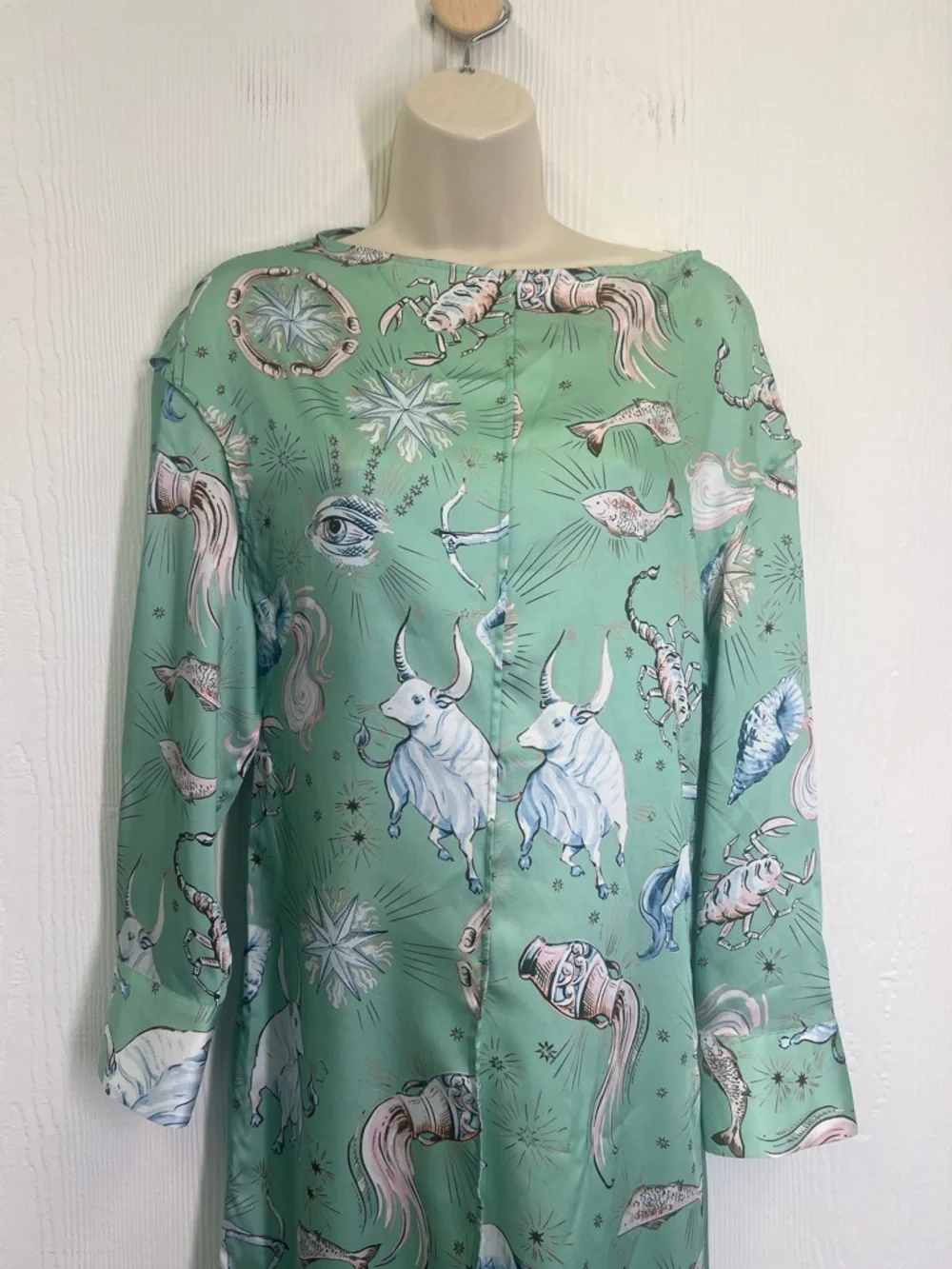 Zara - NWT Limited Edition Zodiac Mint Green Long Sleeve Midi Dress Size XS - Picture 6 of 12